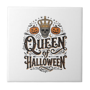 Carreau Reine de Halloween Vintage Crâne Chemise Citrouill