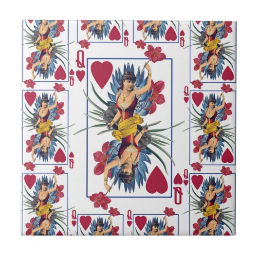 Carreau Reine des cœurs et des fleurs (Devant)