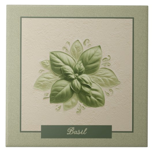 Carreau Relief Faux Herbe Basilic Vert Cuisine (Devant)
