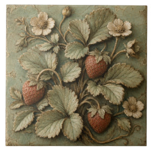 Carreau Relief Faux Jardin Rustique de Fraises