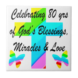 CARREAU RELIGIEUX PERSONNALISÉ 80E ANNIVERSAIRE CONCEPTION