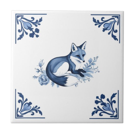 Carreau Renard avec Delft Blue et Blanc Corner Flourdissan (Devant)