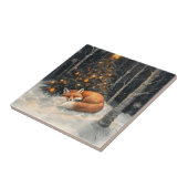 Carreau Renard couché Whimsical Noël rustique (Côté)