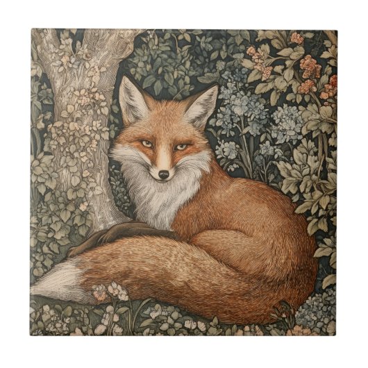 Carreau Renard dans une forêt de contes de fées enchantées (Devant)
