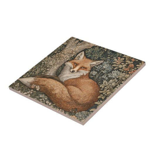 Carreau Renard dans une forêt de contes de fées enchantées (Côté)