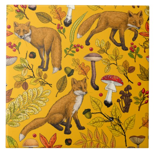 Carreau Renard d'automne sur orange (Devant)