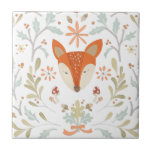 Carreau Renard des bois<br><div class="desc">Renard boisé aux feuilles verts. Artiste : June Erica Vess. ID d'image : 105549D.</div>