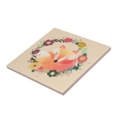 Carreau Renard endormi dans la couronne florale de Boho (Côté)