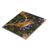 Carreau Renard, fleurs et lierre, vert, orange et viole (Côté)