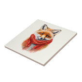 Carreau Renard mignon avec une écharpe rouge Image d'autom (Côté)