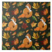 Carreau Renard roux Feuilles d'automne Glands Motif vert (Devant)