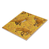 Carreau Renards et papillons sur orange (Côté)