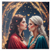 Carreau Rencontre romantique entre deux femmes élégantes (Devant)