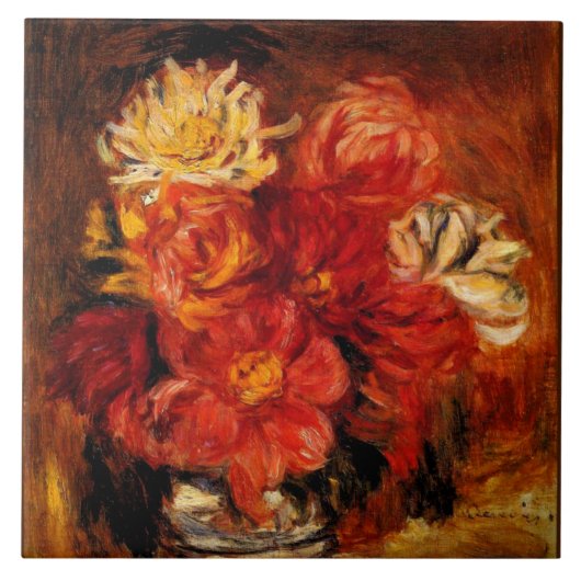 Carreau Renoir - Dahlias, fine art painting, (Devant)