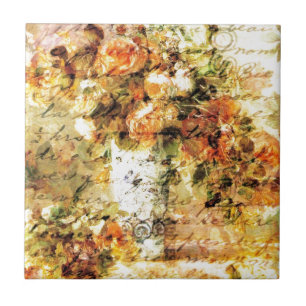 Carreau Renoir Rose et Vintage écriture de mots Collage