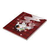 Carreau Repos de théière de chat de Maneki Neko Sakura de (Côté)