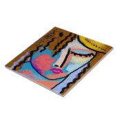 Carreau Repose du portrait numérique Abstrait d'une femme (Côté)