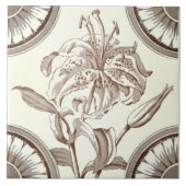 Carreau Repro 1885 Victorian Sepia Lily Transware (Devant)