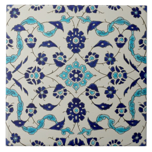 Carreau Répro 1890 Minton Blue Persian Style Transware (Devant)