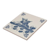Carreau Repro Antique Blue Delft Tile Angel Poisson Océan (Côté)