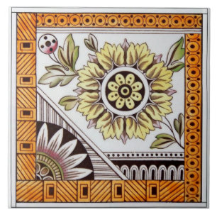 Carreau Repro Antique Floral Esthétique Victorien Eastlake