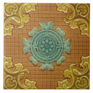 Carreau Repro Antique Godwin Hewitt Molded Majolica