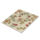 Carreau Repro Antique Minton Honeysuckle & Pink sur l'ivoi (Côté)