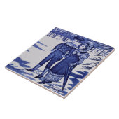 Carreau Repro Antique Wedgwood Blue "Février" Figural (Côté)