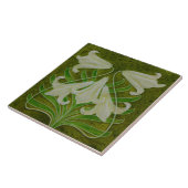 Carreau Repro Art Nouveau Lily de Pâques sur vert pâté (Côté)