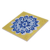 Carreau Repro Azulejos Portugais Floral Jaune Bleu Blanc (Côté)