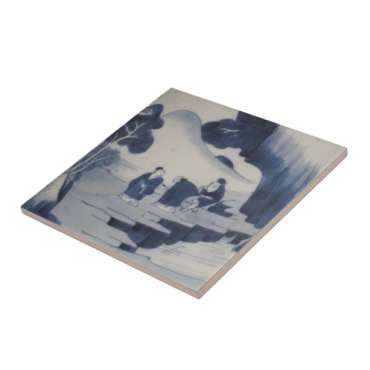 Carreau Repro Chinois Brosse Delft Carrelage bleu et blanc (Côté)