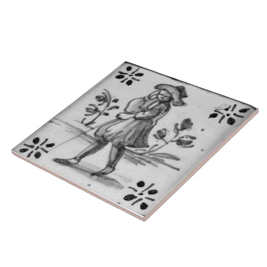 Carreau Repro Defware Man Black Delft Tile (Côté)