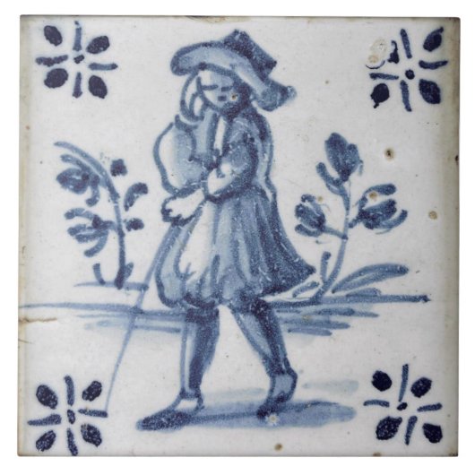 Carreau Repro Defware Man Blue Delft Tile (Devant)