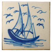 Carreau Repro Defware Navire Bateau Voilier Blue Delft Til (Devant)