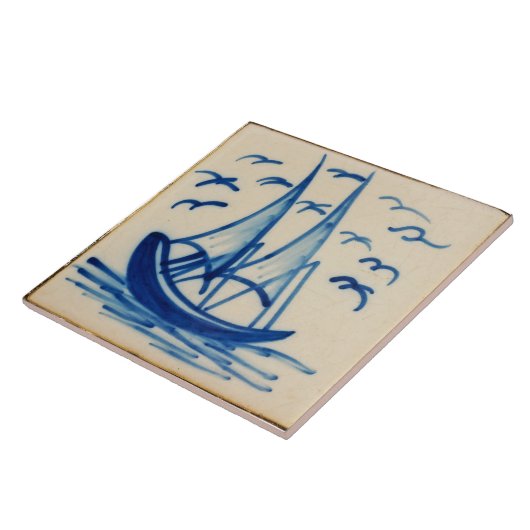 Carreau Repro Defware Navire Bateau Voilier Blue Delft Til (Côté)