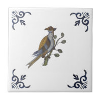 Repro Delft Bird sur Branche avec Berries sur Carr