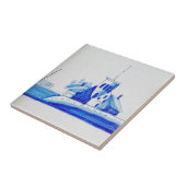 Carreau Repro Delft chapelle hollandaise bleue et blanche  (Côté)