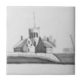 Carreau Repro Delft chapelle hollandaise noire et blanche  (Devant)