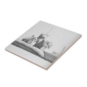 Carreau Repro Delft chapelle hollandaise noire et blanche  (Côté)