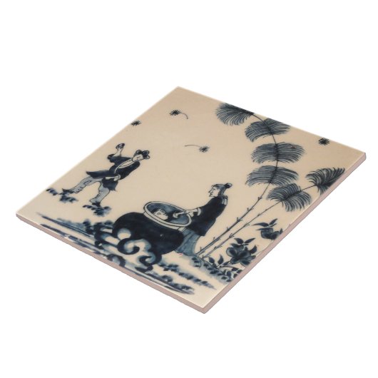 Carreau Repro Delft Tile Chinoiserie (Côté)