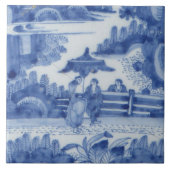 Carreau Repro Delft Tile Chinoiserie Découpage Bleu Blanc (Devant)
