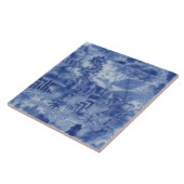 Carreau Repro Delft Tile Chinoiserie Découpage Bleu Blanc (Côté)