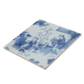 Carreau Repro Delft Tile Chinoiserie Découpage Bleu Blanc (Côté)