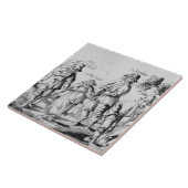 Carreau Repro Delft Tile Les Gueux Noir et Blanc (Côté)