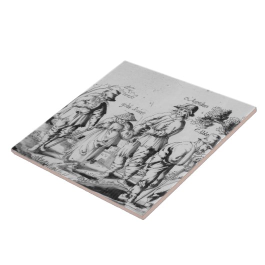 Carreau Repro Delft Tile Les Gueux Noir et Blanc (Côté)