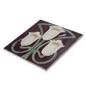 Carreau Repro Edwardian Art Nouveau Tulip Noir Floral Til (Côté)
