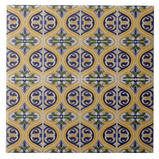 Carreau Repro Espagnol Géométrique Azulejos Bleu Carrelage (Devant)