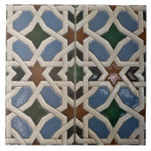 Carreau Repro Espagnol Géométrique Azulejos Carrelage bleu (Devant)