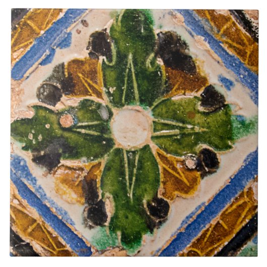 Carreau Repro Espagnol Géométrique Azulejos Carrelage bleu (Devant)