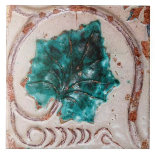 Carreau Repro Espagnol Géométrique Azulejos Feuille verte  (Devant)